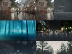 逼真下雨场景窗户玻璃雨滴下落合成Rain Videohive