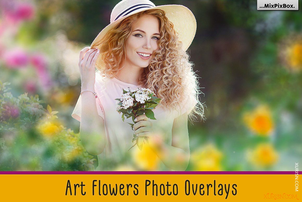 平面素材-人像摄影浪漫花朵PS后期前景叠加素材Art Flowers Photo Overlays(3)