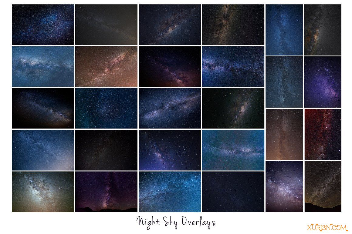 平面素材-38P 浪漫夜空及月亮图片叠加素材Night Sky and Moon Overlays(6)