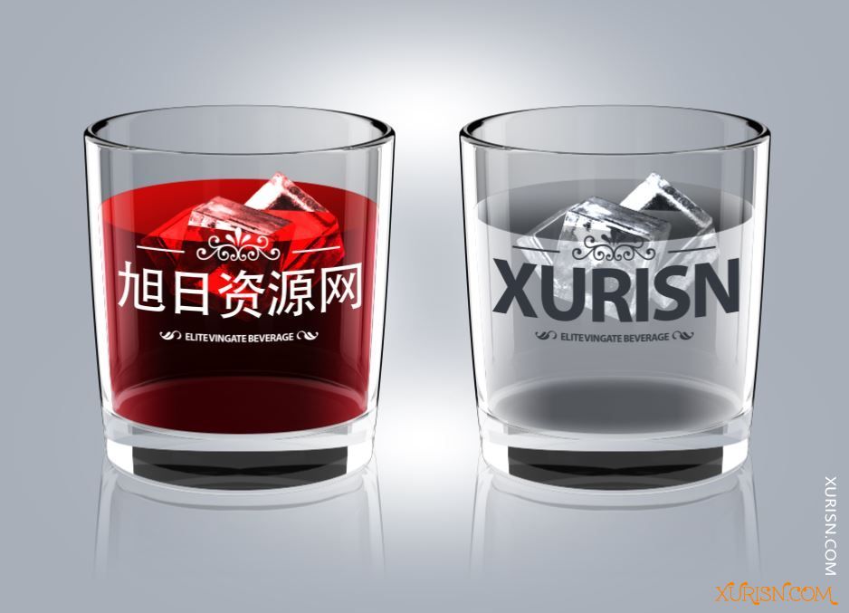 平面素材-透明带LOGO玻璃杯PSD分层样机模板Glass Logo PSD Mockups(3)