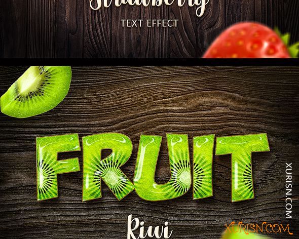 平面素材-5款水果文字特效PS模板Fruit Text Effects for Photoshop(5)