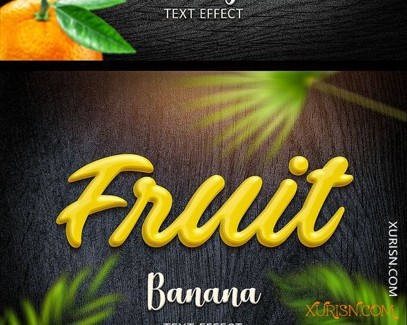 平面素材-5款水果文字特效PS模板Fruit Text Effects for Photoshop(7)