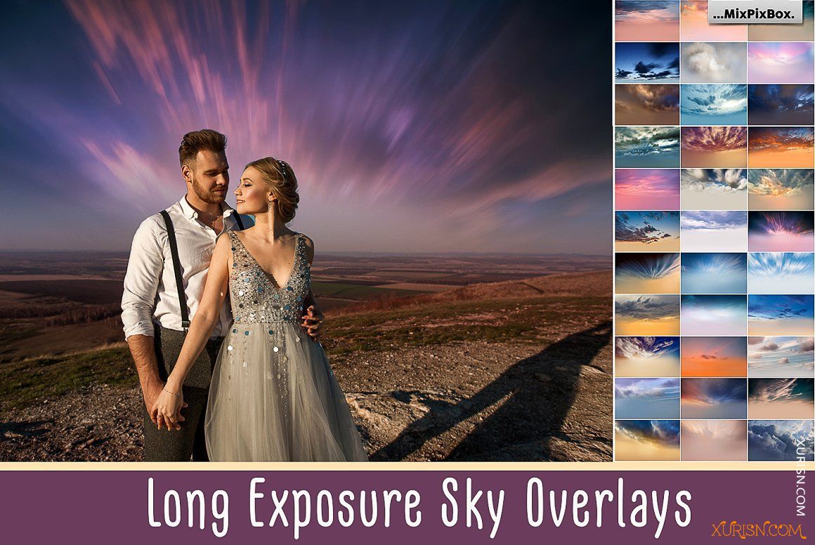 平面素材-60张长曝光天空叠加合成图片素材Long Exposure Sky Overlays(3)