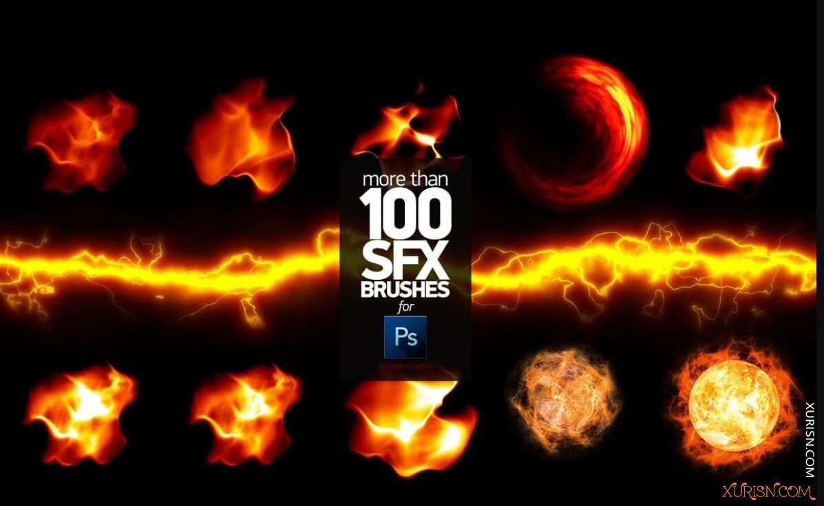 动作预设-100个火焰/耀斑/爆炸/射线PS特效笔刷 PS SFX BRUSHES(5)