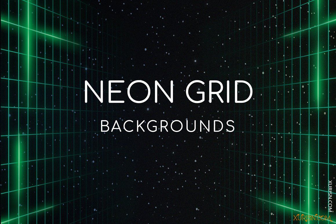 平面素材-高清霓虹网格背景PNG透明层图片Neon Grid Backgrounds(3)