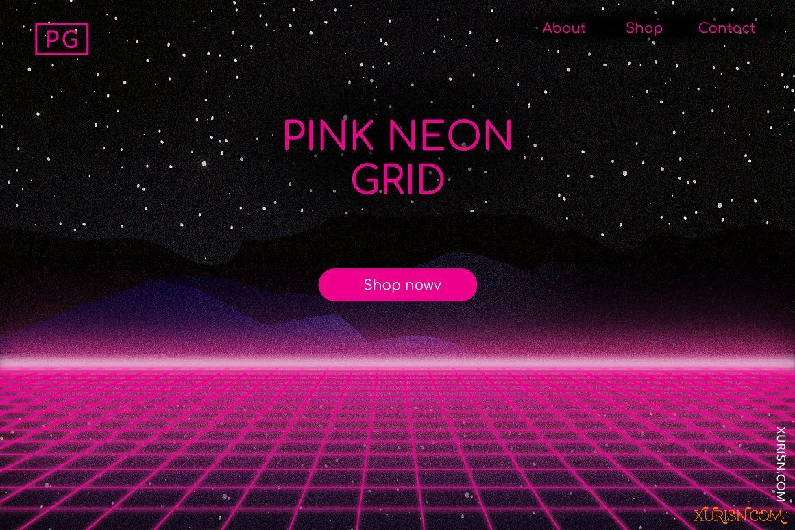 平面素材-高清霓虹网格背景PNG透明层图片Neon Grid Backgrounds(4)