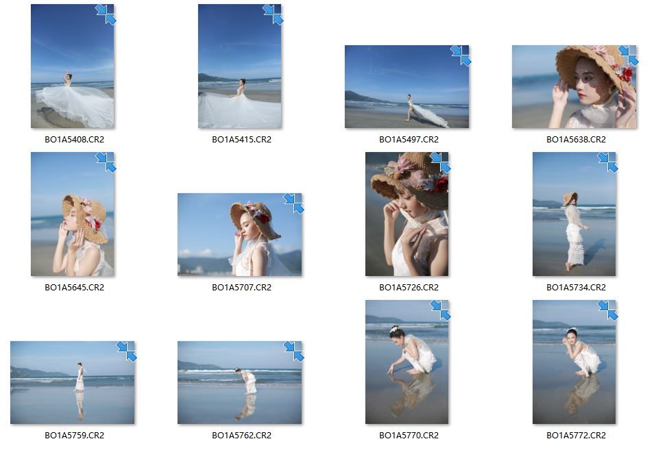 美图欣赏-12张美女海边游玩写真RAW原片CR2格式练习素材(3)