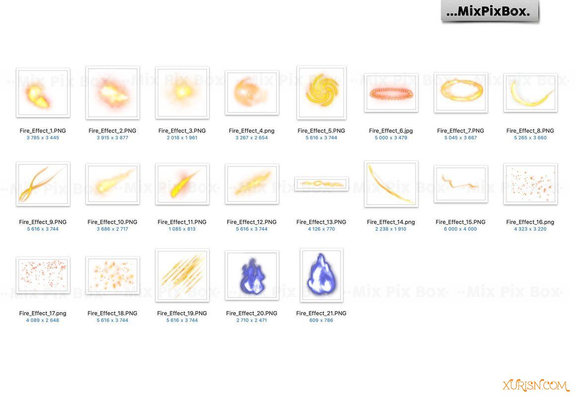 平面素材-20张高清火焰效果叠加透明PNG素材(6)