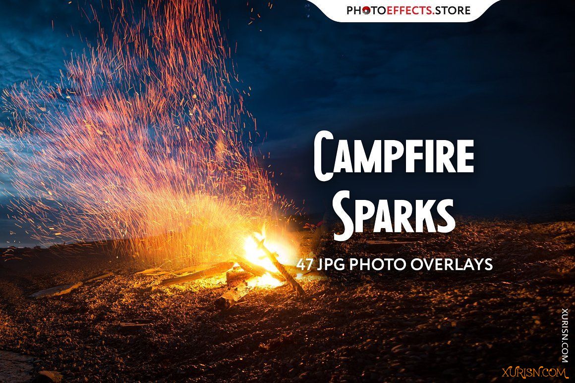 平面素材-47张营火篝火火花PNG透明合成素材Campfire Spark Photo Overlays(3)