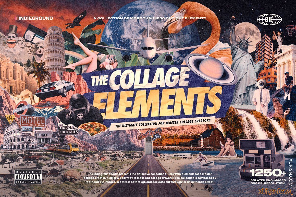 平面素材-1250+ 拼贴元素创作者工具包Collage Elements Creator Kit(3)