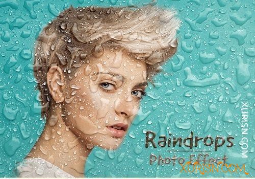 平面素材-雨滴效果照片叠加PSD模板Raindrops Photo Effect Mockup(3)