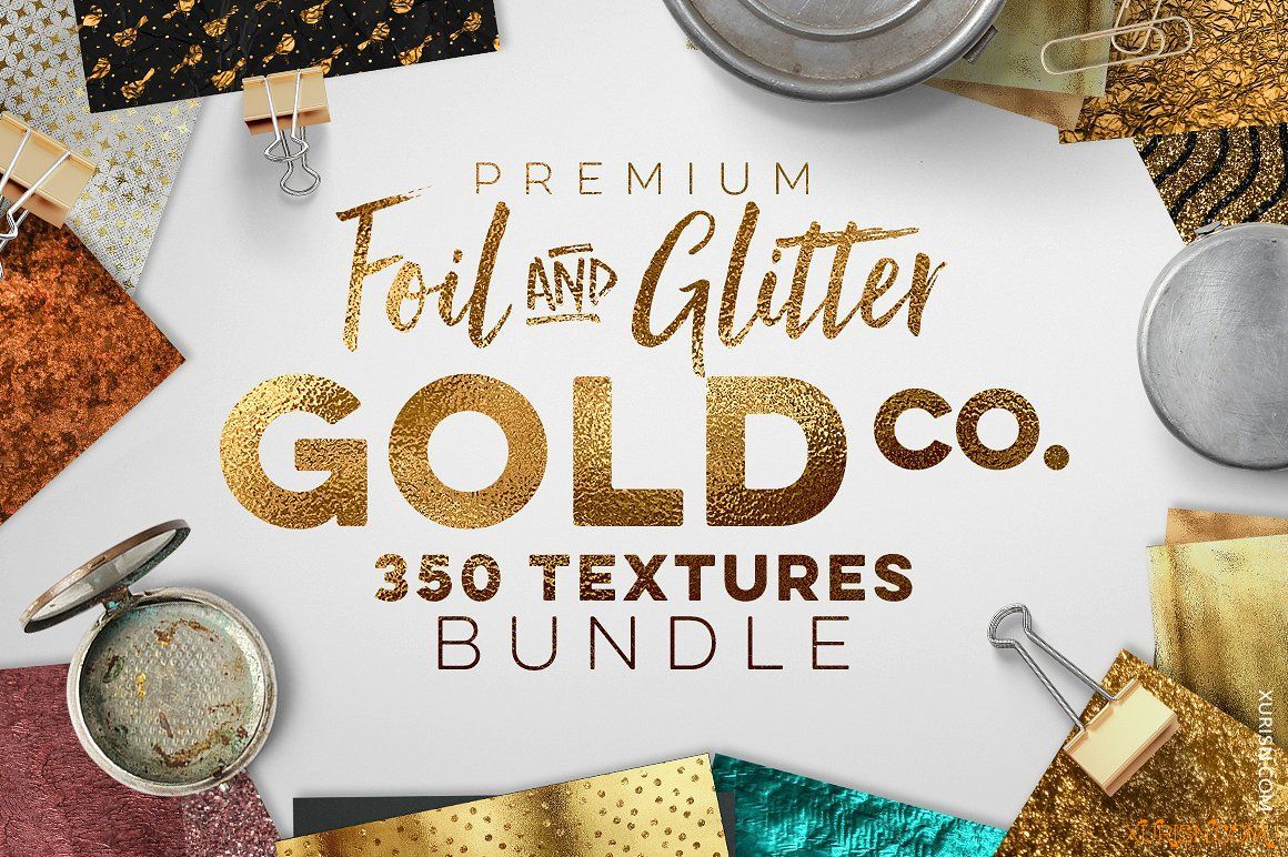 平面素材-350款各种金箔/纸张材质PS纹理图案350 Gold & Metallic Textures Bundle(3)