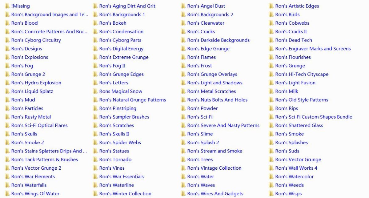 VIP资源-Rons系列笔刷 PS绘画设计笔刷 纹理原画 Ron's全系列97套(10)