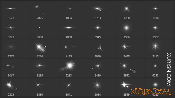 动作预设-30个高品质光学镜头光晕和星星笔刷30 Lens Flare Brushes(3)