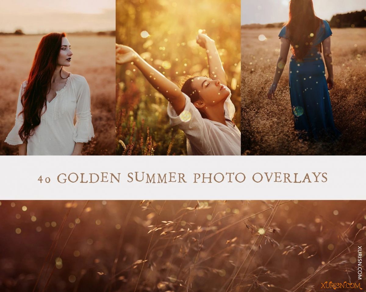 平面素材-40张高清金色夏日照片写真叠加素材包Golden Summer Photo Overlays(11)