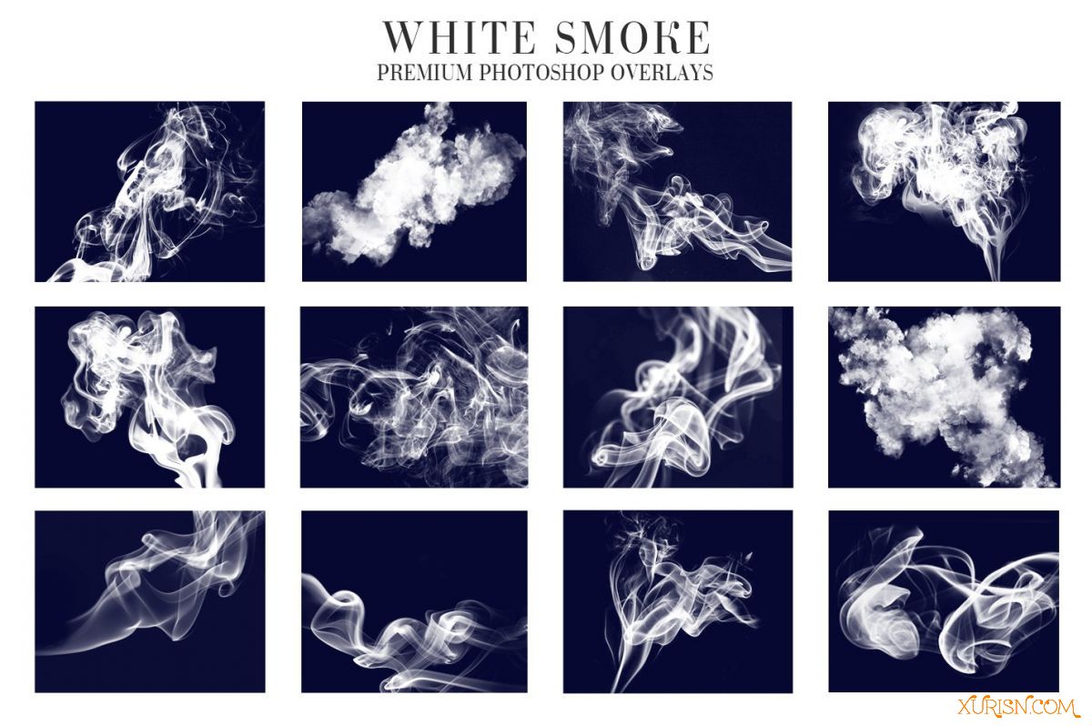 平面素材-20张高分辨率白烟PNG透明免抠图素材White Smoke Overlays Photoshop(4)