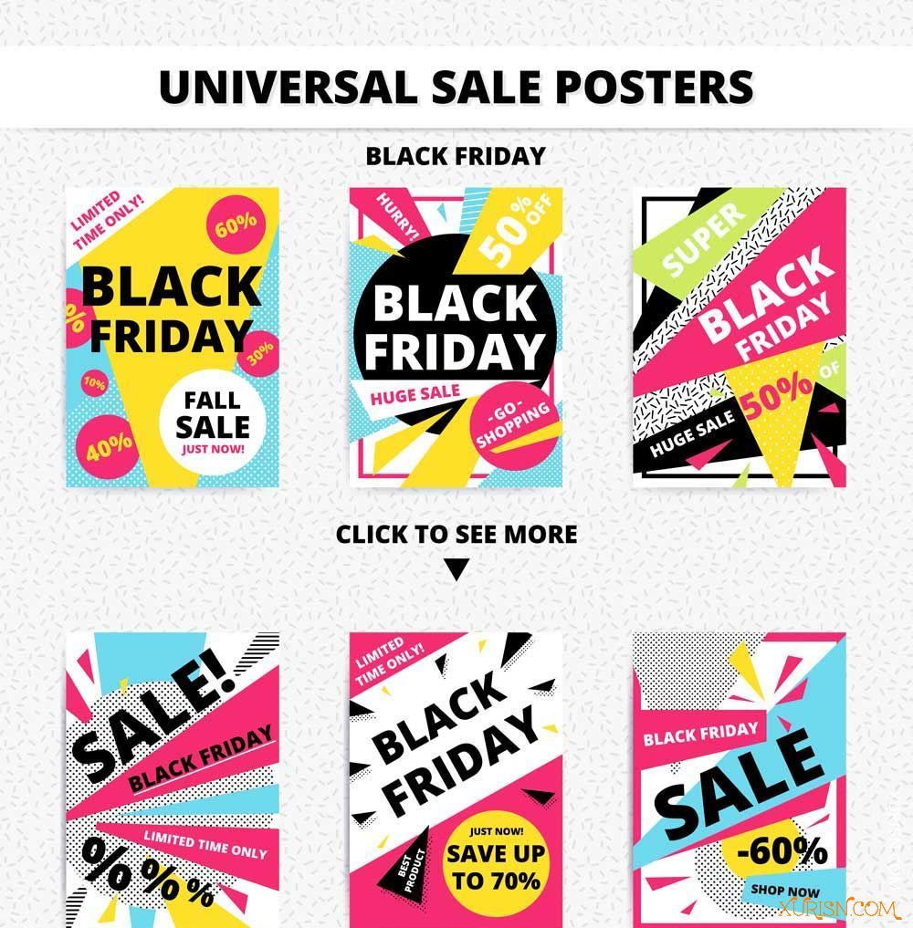 矢量图形-18款通用促销海报图案矢量素材包sale posters + patterns(6)