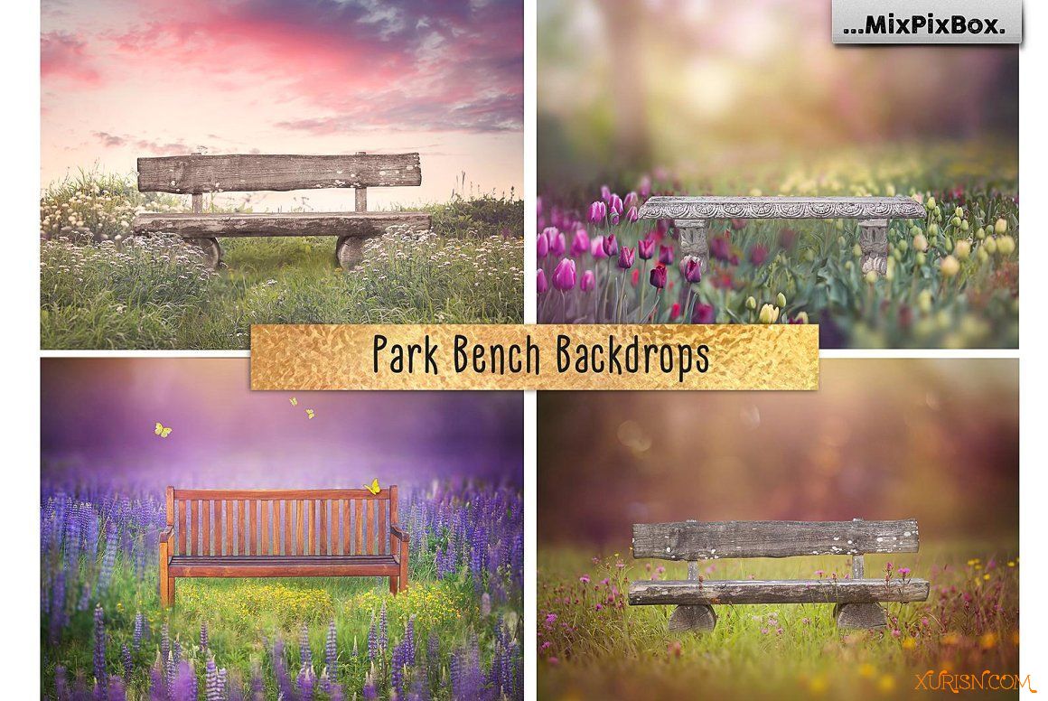 平面素材-4张超高清唯美公园长椅背景图片Park_Bench_Backdrops(7)