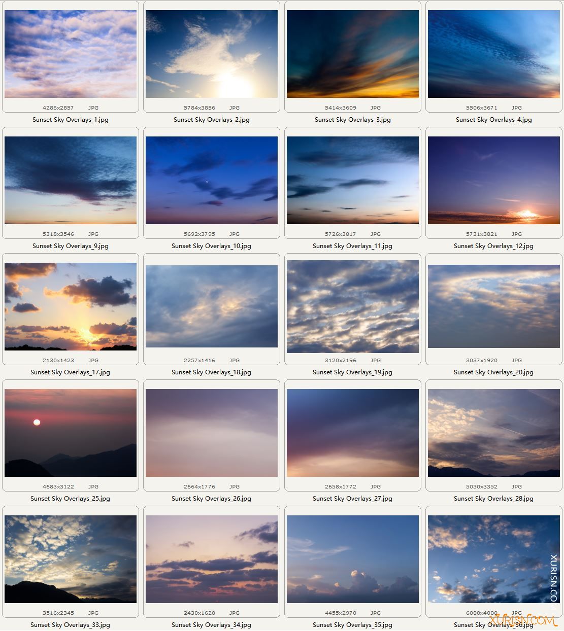 平面素材-40张高清日落晚霞天空云彩图片素材包Sunset Sky Overlays(3)