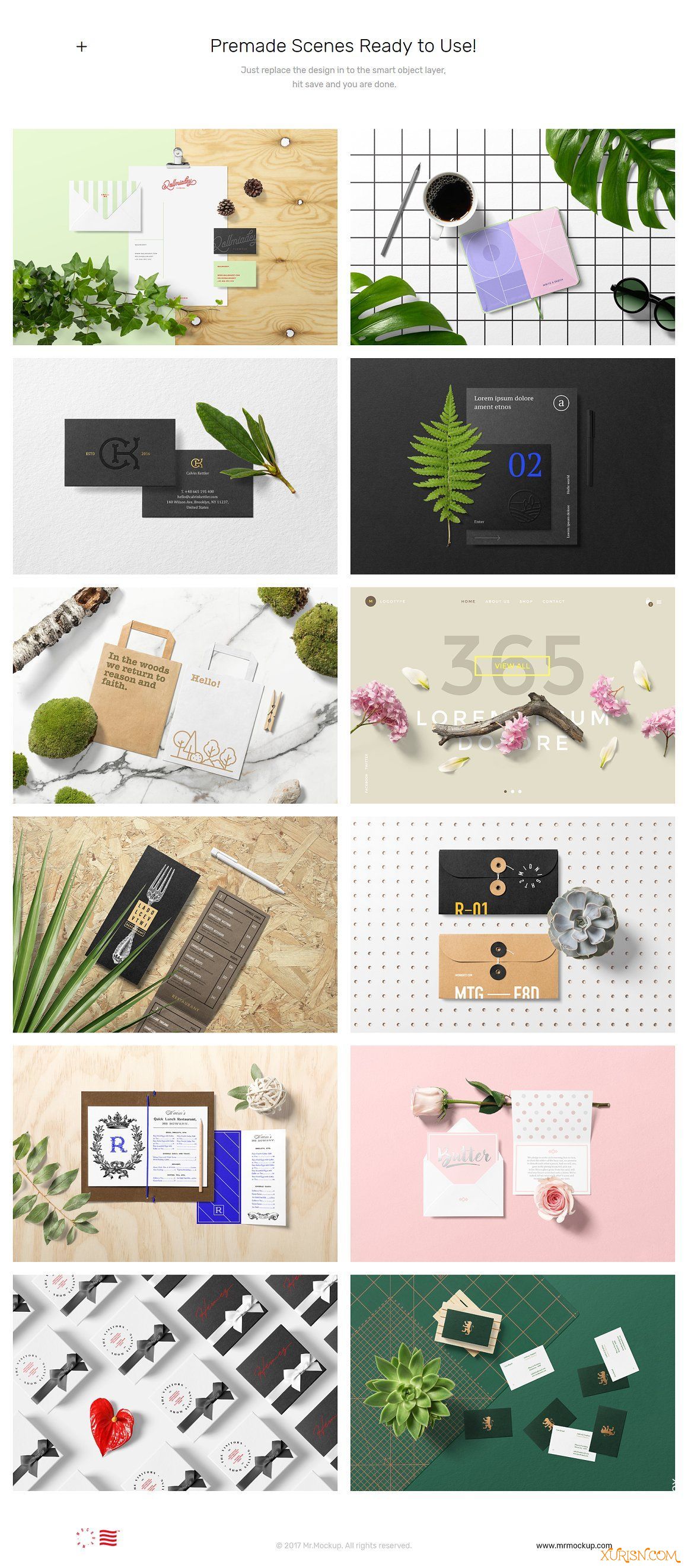 平面素材-1.8G花卉和文具用品样机素材合辑包Floral Mockups+Stationery Pack(11)