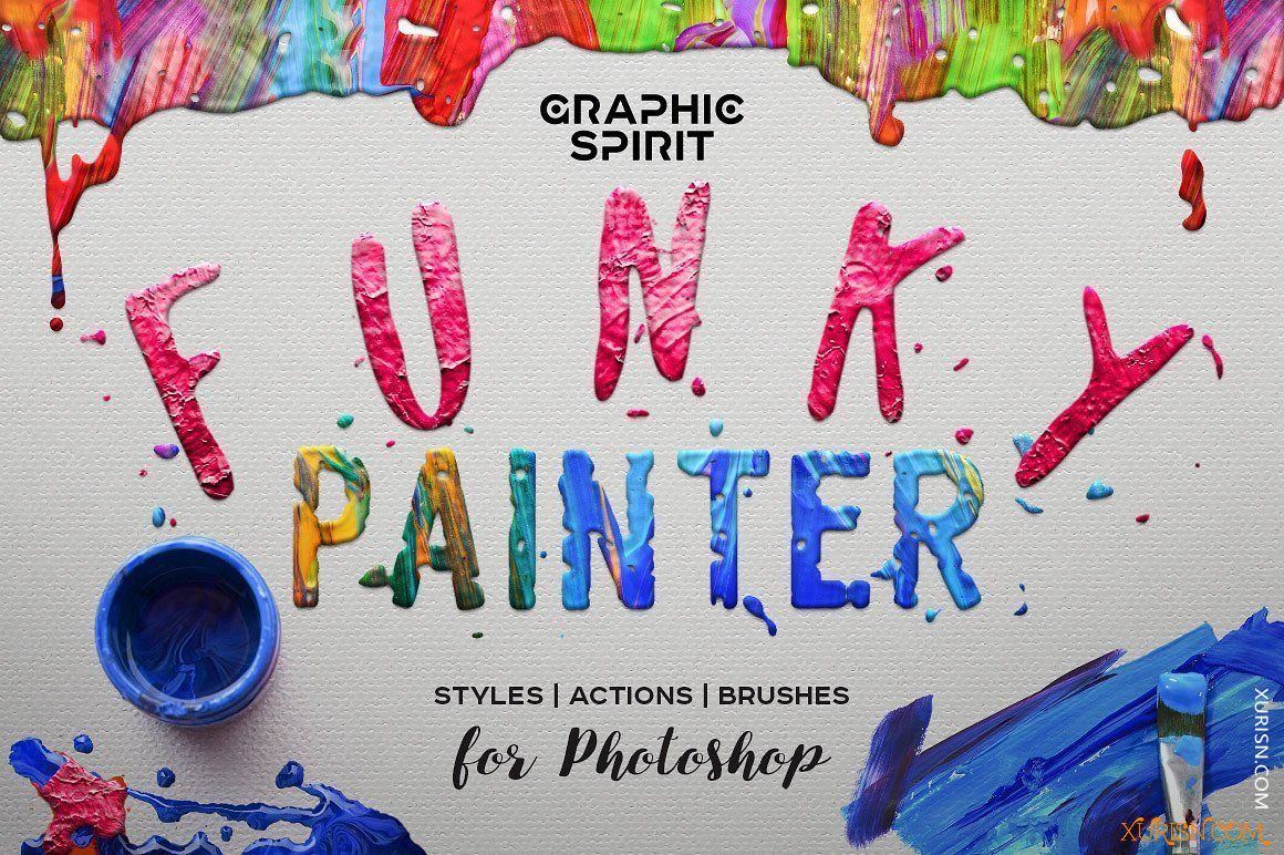 动作预设-油画效果PS图层样式笔刷动作素材FUNKY PAINTER Photoshop Creative Kit(14)