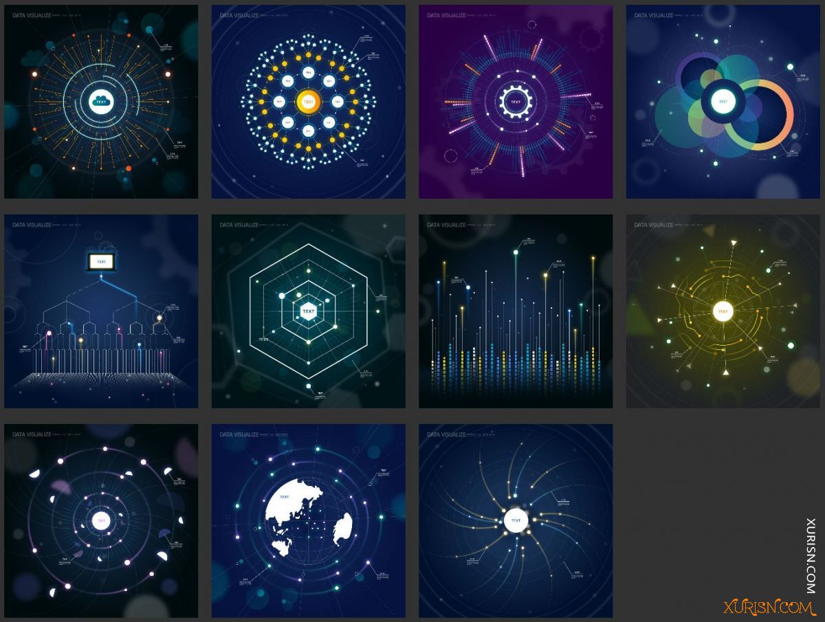 矢量图形-11款数据可视化办公商务信息高科技元素AI矢量素材(14)