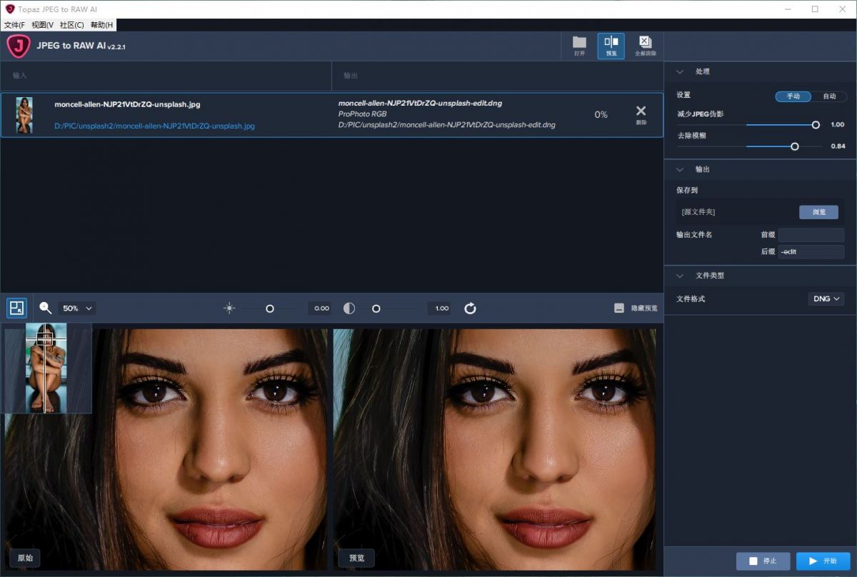 VIP资源-智能JPEG转RAW格式软件Topaz JPEG to RAW AI 2.2.1 WIN 中文汉化版(1)