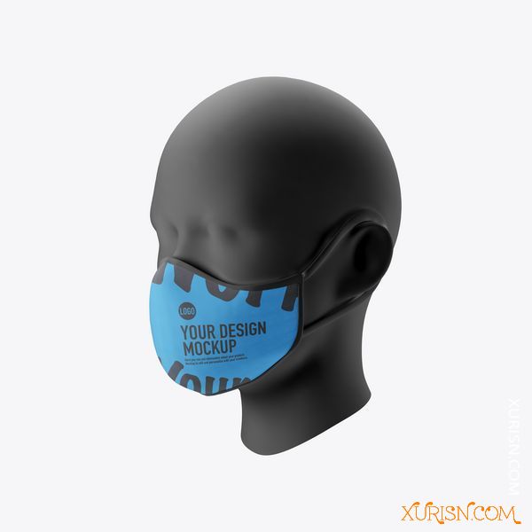 平面素材-2P 高清医用口罩样机PSD模板Medical face Mask mockup(4)