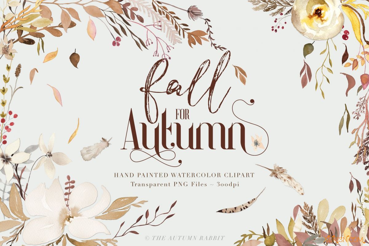 原画插画-秋天主题水彩剪切画 Fall for Autumn – Watercolor Clipart(3)