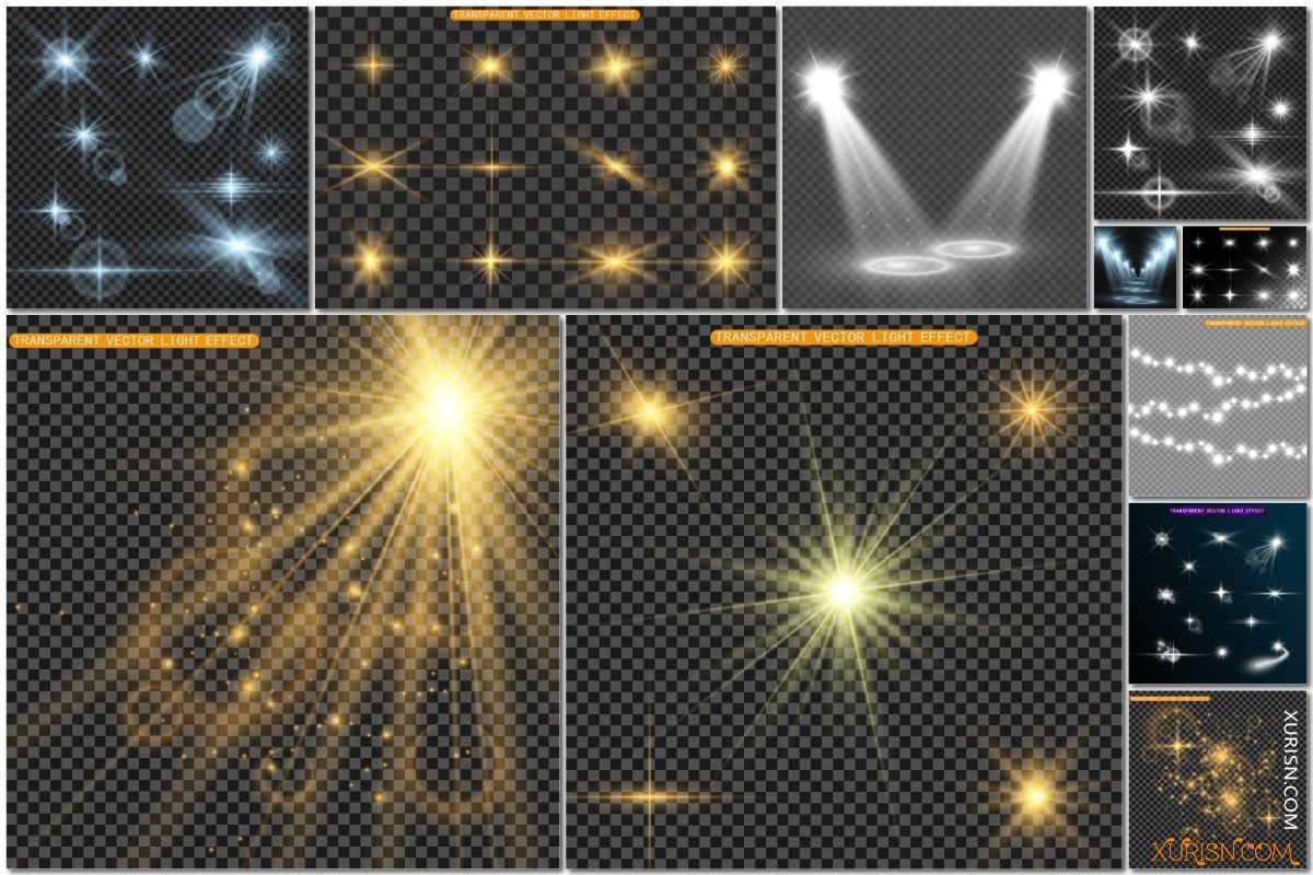 矢量图形-11P多款闪亮灯光照明发光效果矢量设计素材(3)