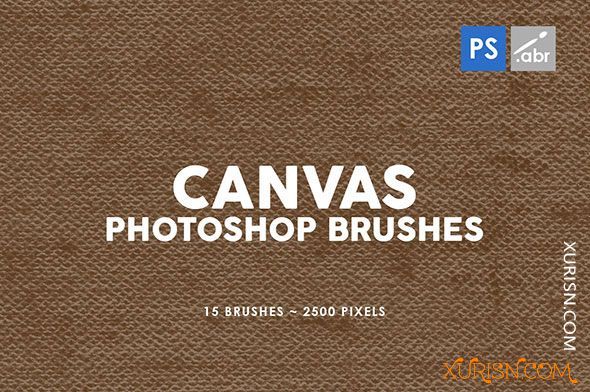 动作预设-15个帆布布料纹理PS图章画笔笔刷Canvas Photoshop Stamp Brushes(3)